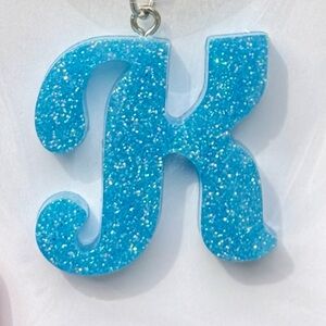 Blue Glitter “K” Keychain